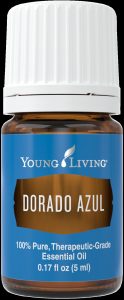 a bottle of Young Living Dorado Azul essential azul