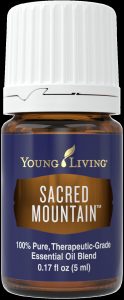 a bottle of Young Living Sacred Mountain essential oil blend