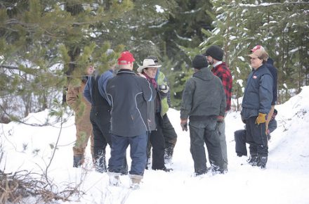 Gary Young and others during the balsam fir tree harvest